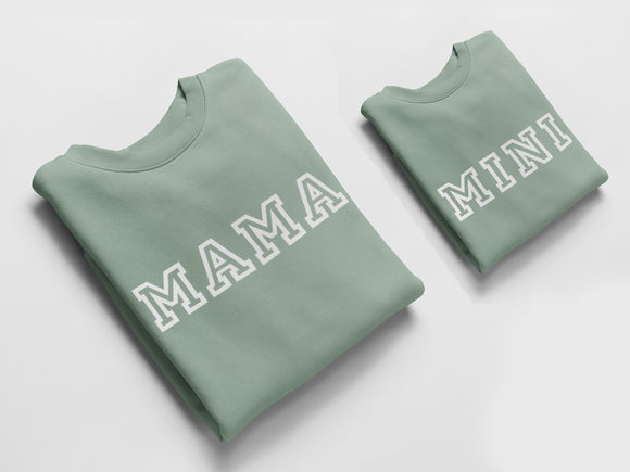 Dusty Green Mama and Mini Jumpers, Matching Jumpers Mother's Day Gift Mummy Birthday Gift