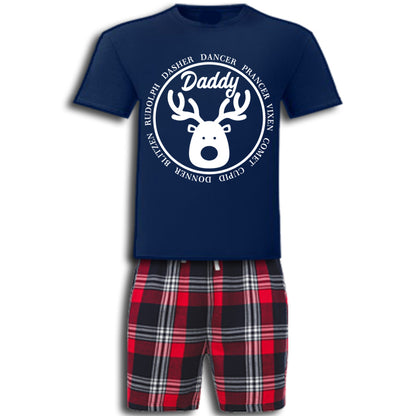 Personalised Matching Family Christmas Pyjamas Rudolph Reindeer Tartan Adult Childrens