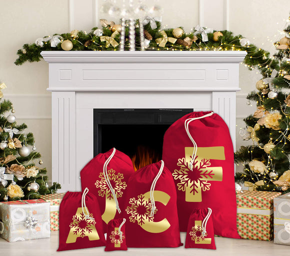 Personalised Christmas Snowflake Santa Sack Any Initial