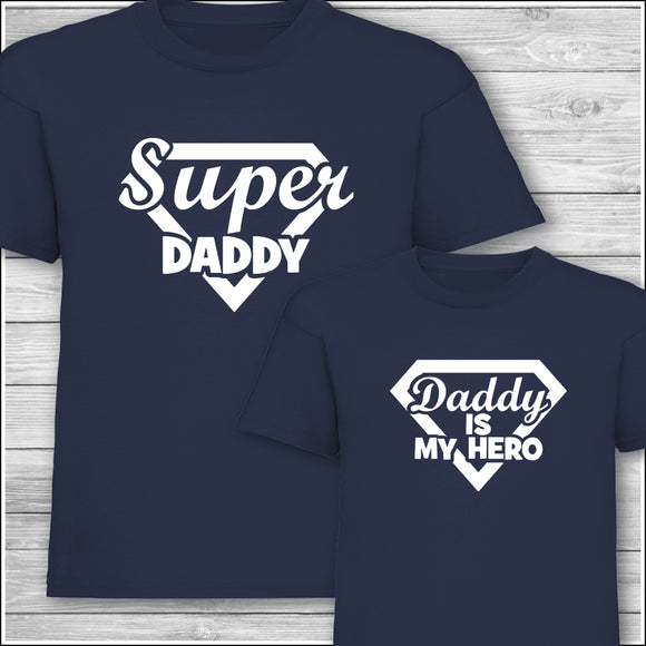 Super Daddy | Daddy Is My Hero | Father's Day Gift | Matching Family T-Shirt in Navy
