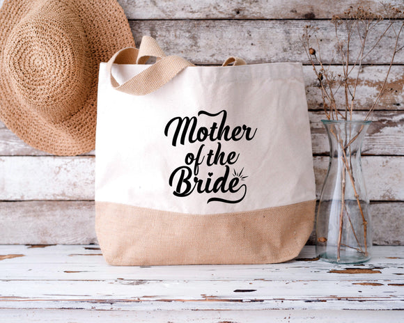 Personalised Mother Of The Bride Jute Base Canvas Tote Bag
