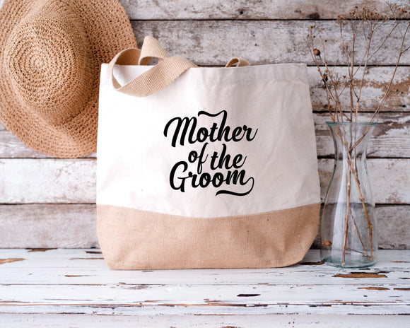 Personalised Mother Of The Groom Jute Base Canvas Tote Bag