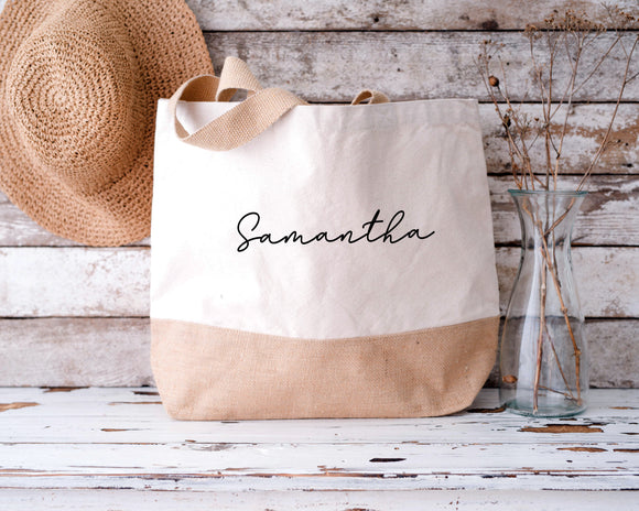 Personalised Name Jute Bag, Bridesmaid Bag, Bride Bag, Hen Bag, Mother's Day Gift