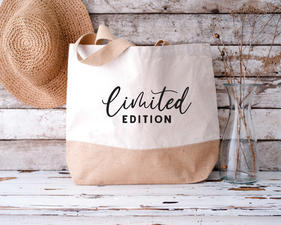 Personalised Limited Edition Jute Base Canvas Tote Bag