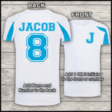 Football Shirt Football Kit Boot Bag Sports Set Water Bottle and Gym Bag Shorts Sky Blue and White Back To School