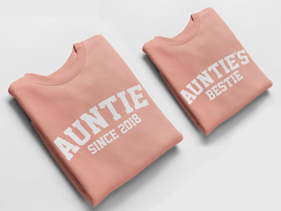 Auntie and Aunties Bestie Jumpers, Matching Jumpers Auntie Gift Aunties Bestie Gift Dusty Pink