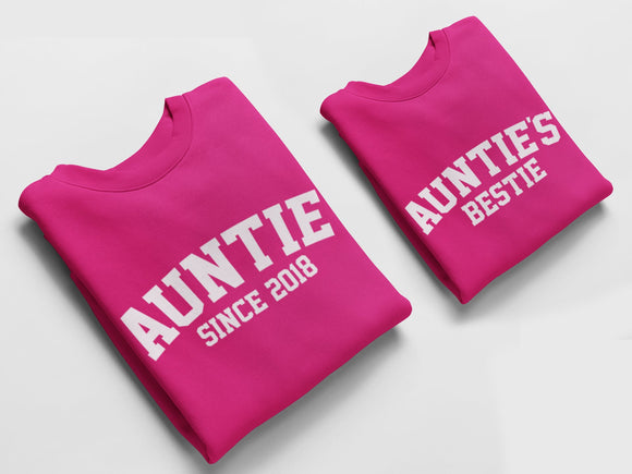 Auntie and Aunties Bestie Jumpers, Matching Jumpers Auntie Gift Aunties Bestie Gift Hot Pink