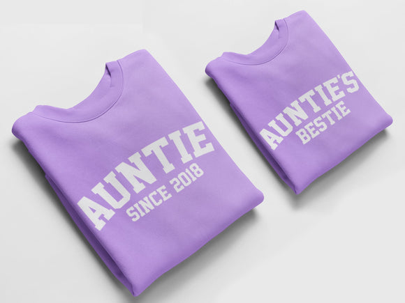Auntie and Aunties Bestie Jumpers, Matching Jumpers Auntie Gift Aunties Bestie Gift Lavender
