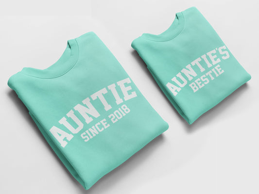 Auntie and Aunties Bestie Jumpers, Matching Jumpers Auntie Gift Aunties Bestie Gift Peppermint