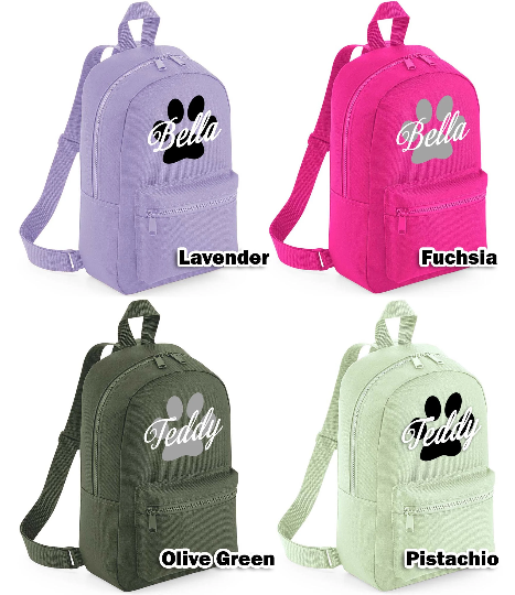 Personalised Mini Dog Backpack Puppy Backpack Doggy Day Care Bag