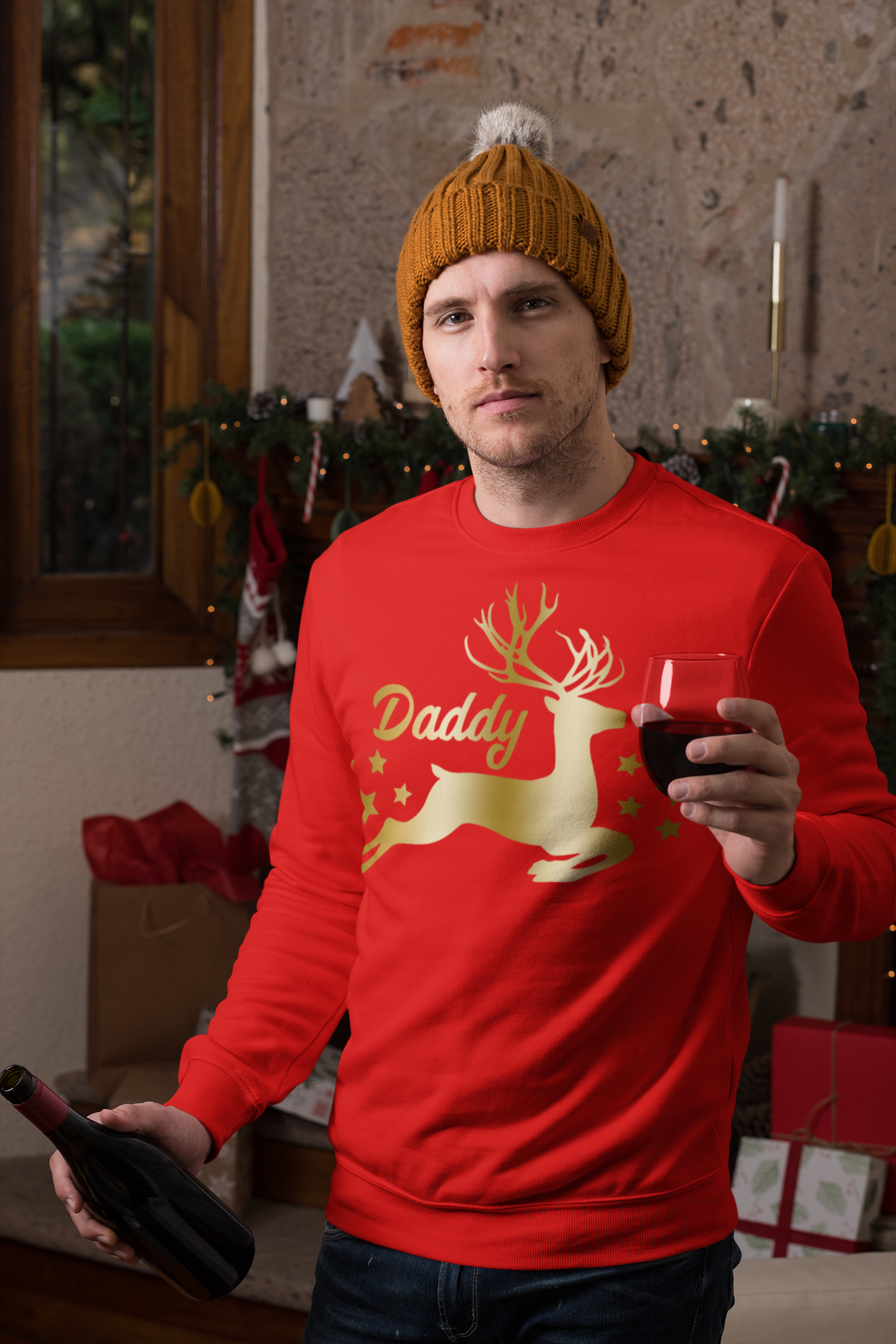 Personalised Matching Christmas Jumper Sweatshirt Reindeer