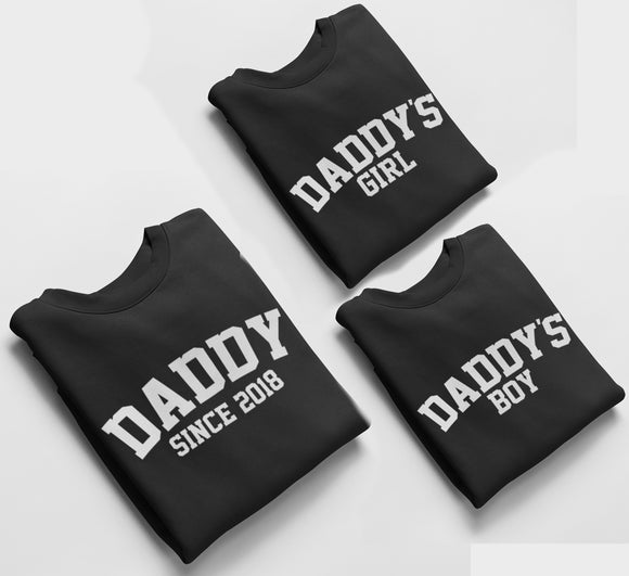 Daddy Matching Jumpers, Daddy Since, Daddys Girl, Daddys Boy Father's Day Gift Daddy Birthday Gift Black