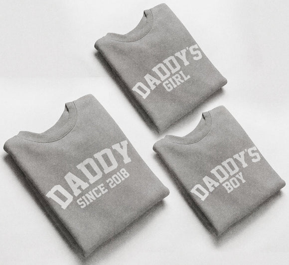 Daddy Matching Jumpers, Daddy Since, Daddys Girl, Daddys Boy Father's Day Gift Daddy Birthday Gift Heather Grey