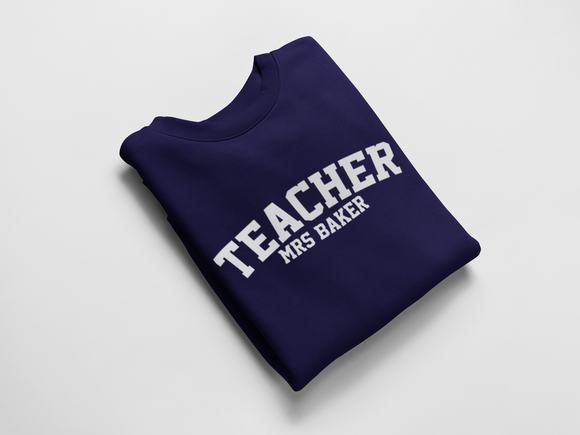 Teacher Gift, Teacher Jumper, Personalised Jumper, Best Teacher Jumper, Teach Leaving Gift Frenc Navy