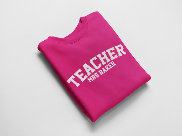 Teacher Gift, Teacher Jumper, Personalised Jumper, Best Teacher Jumper, Teach Leaving Gift Hot Pink