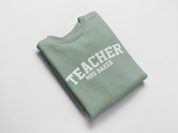 Teacher Gift, Teacher Jumper, Personalised Jumper, Best Teacher Jumper, Teach Leaving Gift Dusty Green