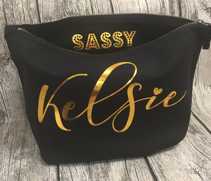 Personalised Black Multi Purpose Bag, Ideal for Makeup Bag  - Perfect for Bridesmaid Gifts