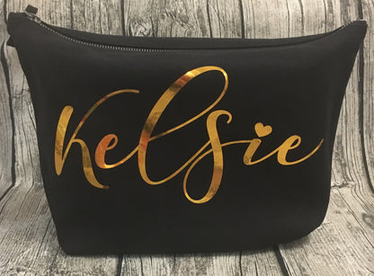 Personalised Black Multi Purpose Bag, Ideal for Makeup Bag  - Perfect for Bridesmaid Gifts