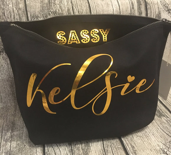 Personalised Black Multi Purpose Bag, Ideal for Makeup Bag  - Perfect for Bridesmaid Gifts