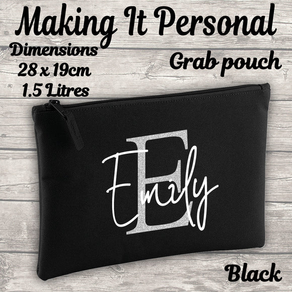 Large Personalised Pencil Case - Makeup Bag - Pouch - Back To School -  ADD Your INITIAL & NAME 7 Colours