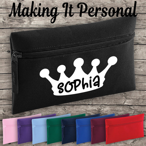 Personalised Crown Pencil Case ADD YOUR NAME Back To School