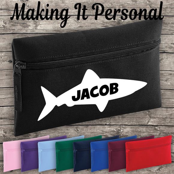 Personalised Shark Pencil Case ADD YOUR NAME Back To School