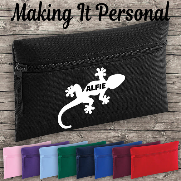 Personalised Gecko Pencil Case ADD YOUR NAME Back To School