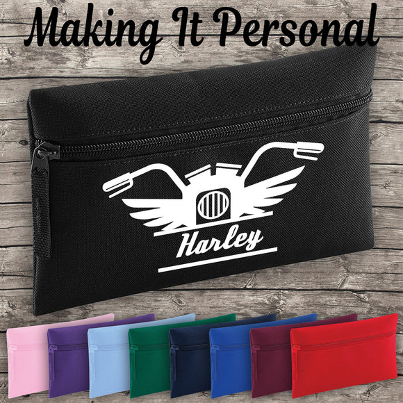 Personalised Motorbike Pencil Case ADD YOUR NAME Back To School