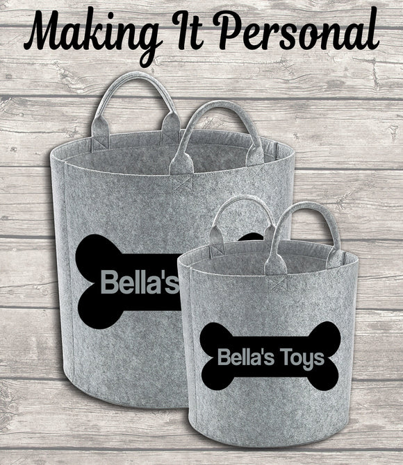 Personalised Dog Toy Bag Dog Toy Basket Dog Toy Felt Trug Dog Toy Storage Bag Dog Bone Dog Gift Dog Birthday Gift Idea