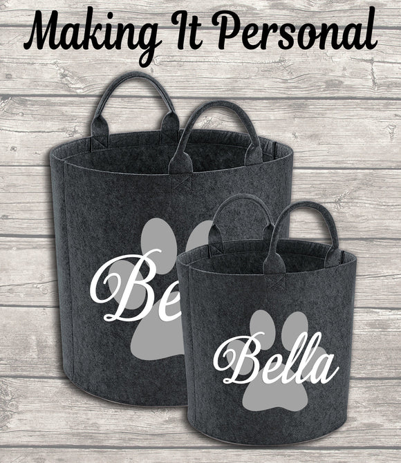 Personalised Dog Toy Bag Dog Toy Basket Dog Toy Felt Trug Dog Toy Storage Bag Dog Paw Dog Gift Dog Birthday Gift Idea