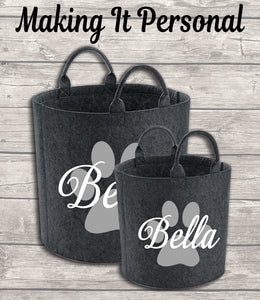 Personalised Dog Toy Bag Dog Toy Basket Dog Toy Felt Trug Dog Toy Storage Bag Dog Paw Dog Gift Dog Birthday Gift Idea