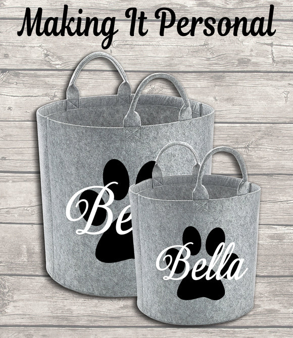 Personalised Dog Toy Bag Dog Toy Basket Dog Toy Felt Trug Dog Toy Storage Bag Dog Paw Dog Gift Dog Birthday Gift Idea