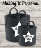 Personalised Kids Toy Bag Kids Toy Basket Toy Felt Trug Dog Toy Storage Bag Birthday Gift Idea