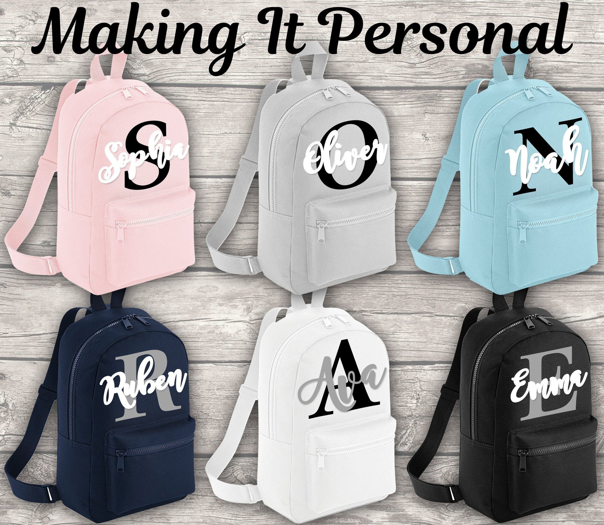 Personalised Mini Kids Initial Boys Girls Backpack Name Toddler School Make It Personal Gift Shop