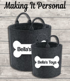 Personalised Dog Toy Bag Dog Toy Basket Dog Toy Felt Trug Dog Toy Storage Bag Dog Bone Dog Gift Dog Birthday Gift Idea