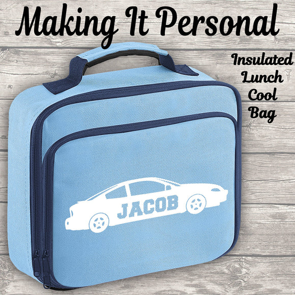 Personalised Car Lunch Bag Cool Bag Lunch Box Fully Insulated Back To School