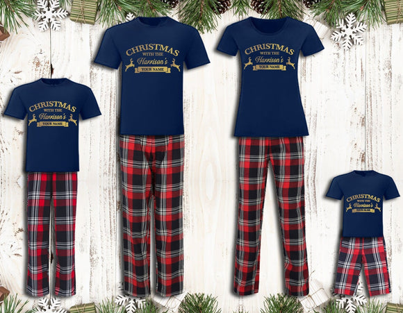 Personalised Christmas Pyjamas Matching Family Name Pyjamas Adult Child Baby