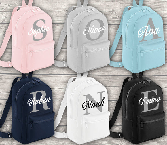 Personalised Mini Backpack ADD Your NAME and Initials Back To School Backpack Kids Backpack Child Backpack Toddler
