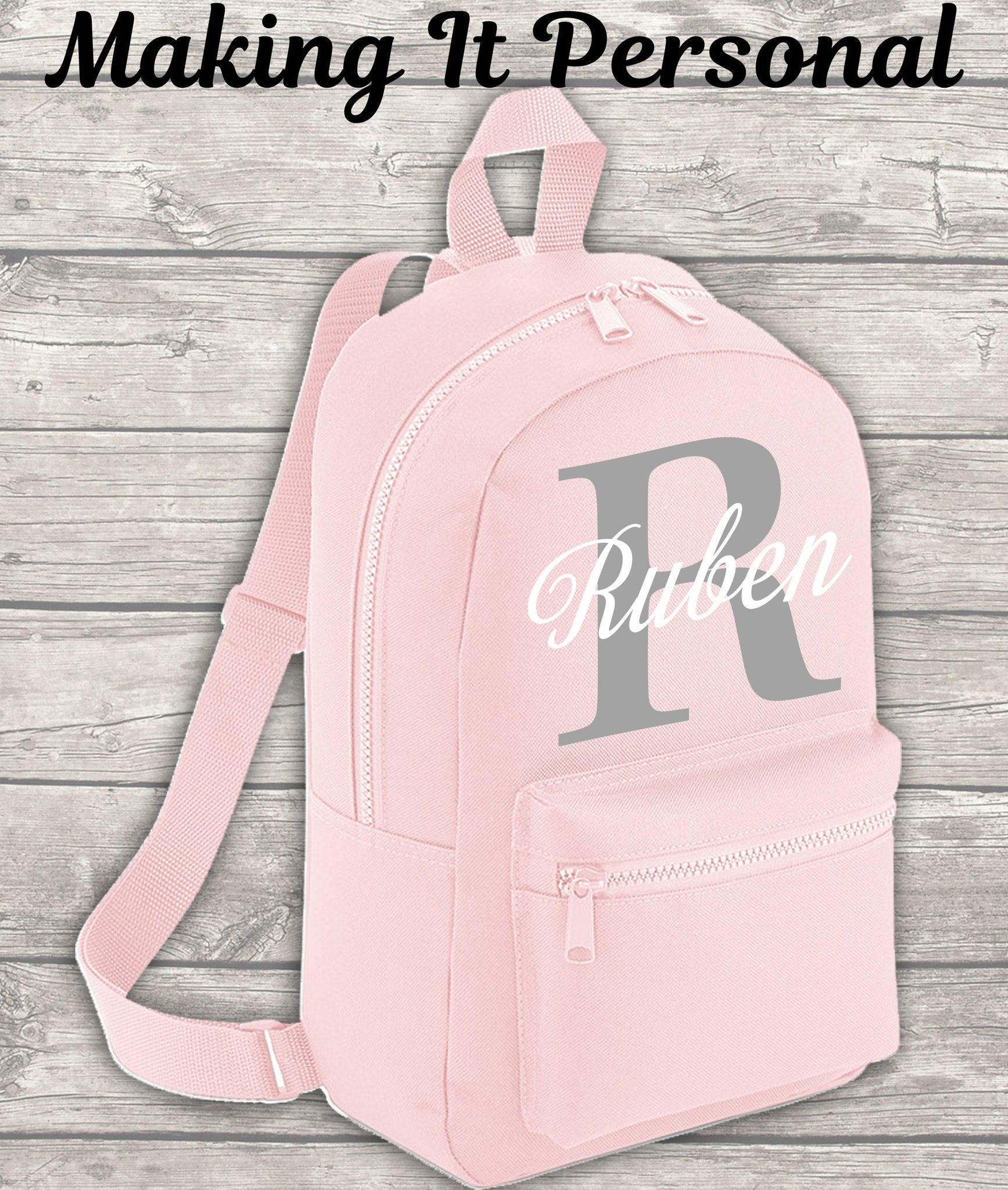 Personalised Name Initial Mini Backpack With Any Name Girls Boys