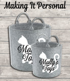 Personalised Cat Toy Bag Cat Toy Basket Cat Toy Felt Trug Cat Toy Storage Bag