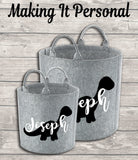 Personalised Childs Dinosaur Toy Bag Kids Toy Basket Toy Felt Trug Toy Storage Bag Birthday Gift Idea