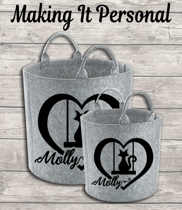Personalised Cat Toy Bag Cat Toy Basket Cat Toy Felt Trug Cat Toy Storage Bag