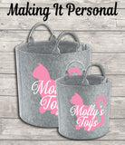 Personalised Cat Toy Bag Cat Toy Basket Cat Toy Felt Trug Cat Toy Storage Bag
