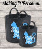 Personalised Cat Toy Bag Cat Toy Basket Cat Toy Felt Trug Cat Toy Storage Bag
