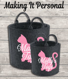 Personalised Cat Toy Bag Cat Toy Basket Cat Toy Felt Trug Cat Toy Storage Bag