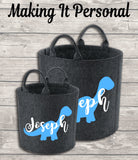 Personalised Childs Dinosaur Toy Bag Kids Toy Basket Toy Felt Trug Toy Storage Bag Birthday Gift Idea
