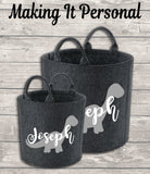 Personalised Childs Dinosaur Toy Bag Kids Toy Basket Toy Felt Trug Toy Storage Bag Birthday Gift Idea