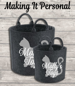 Personalised Cat Toy Bag Cat Toy Basket Cat Toy Felt Trug Cat Toy Storage Bag
