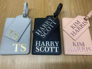 Personalised Initial Passport Holder and Tag Set | Future Mrs | Bride | Bridesmaid | Wedding | Accessory Bag | Birthday | Christmas Gift