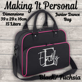 Personalised Girls Junior Dance Bag ADD YOUR NAME Black and Pink